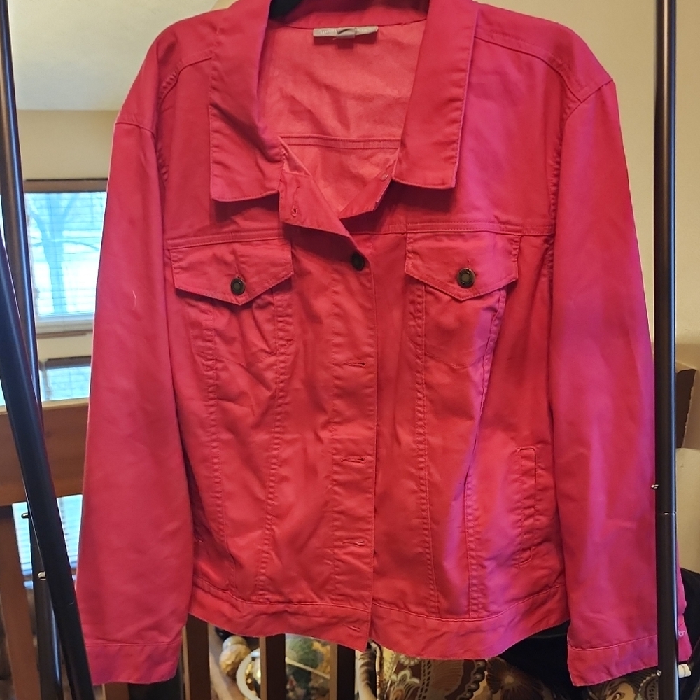 Woman Within Vibrant Pink Jean Jacket